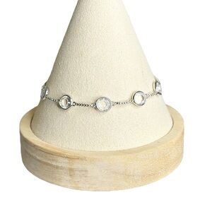 Genuine Swarovski Clear Crystal Bezel Set Adjustable Drawstring Bracelet